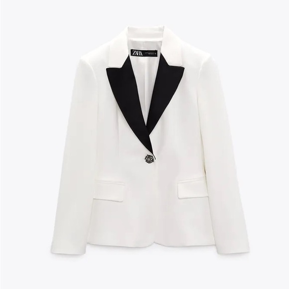 NWT ZARA JEWEL BUTTON COMBINATION BLAZER, Sz S - Picture 2 of 4